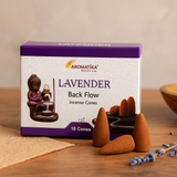 Conuri de tămâie cu flux invers de lavandă, pachet de 10