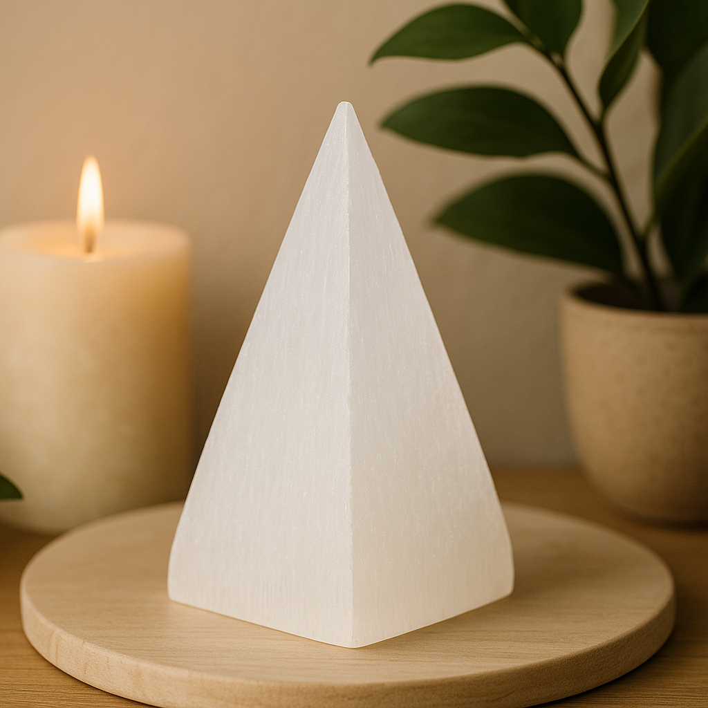 Selenite Pyramid Crystal - 10 cm