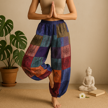 Pantaloni Mushroom Stampa a blocchi – Viola L/XL Nomad Sari