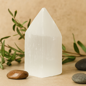 Selenite Crystal Tower Pencil Point 10 cm