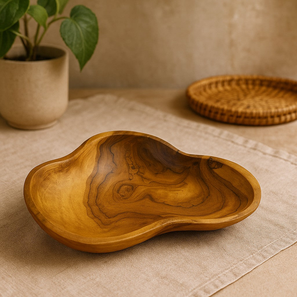 Hand Carved Teak Root Bowl 27 cm