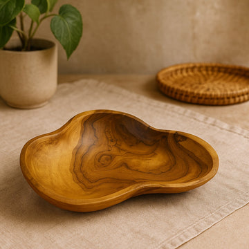 Ciotola intagliata a mano in radice di teak 27 cm