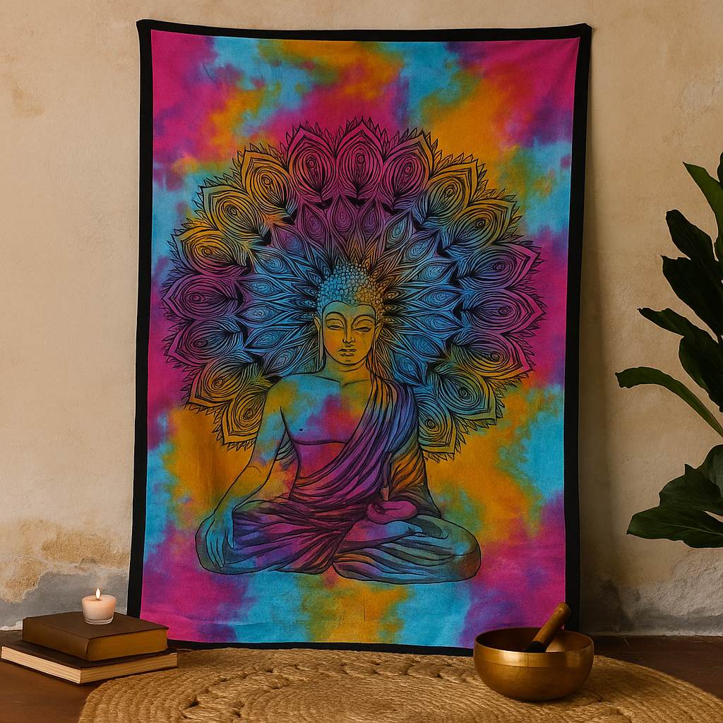 Cuvertură de pat din bumbac simplu și decor de perete - Buddha