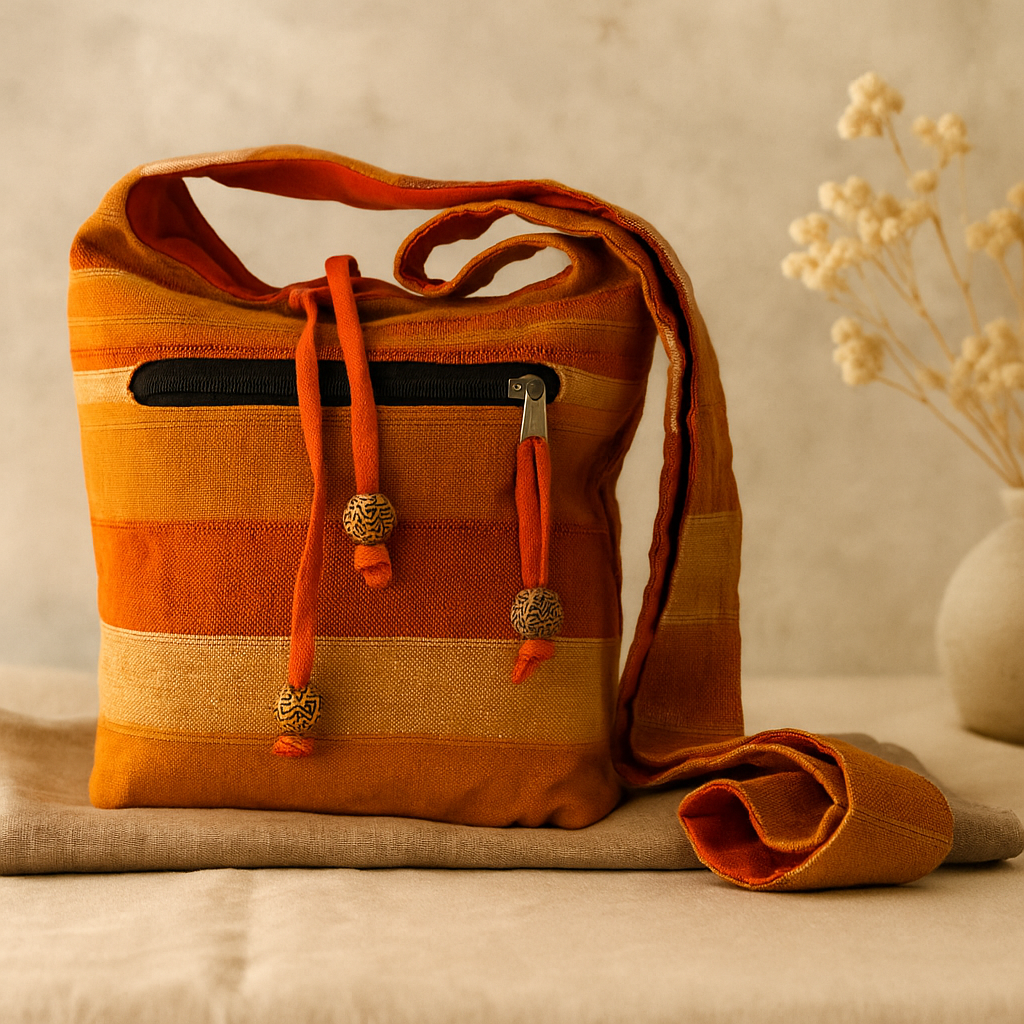 Nepal Schultertasche - Sonnenaufgang Orange