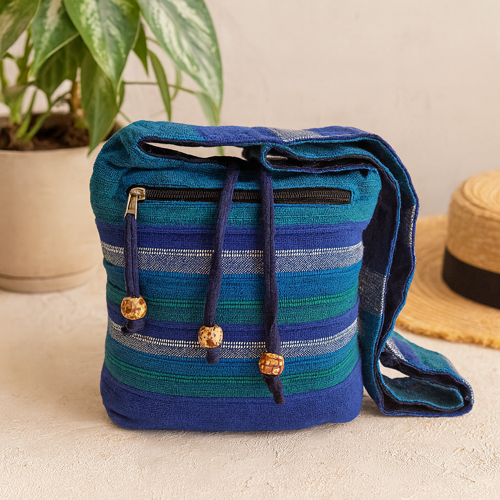 Nepal Schultertasche - Blue Rivers