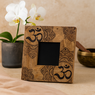 Rama foto neagră lemn de mango 10x15 cm Mandala