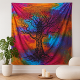 Double Cotton Bedspread And Wall Hanging Winter Tree