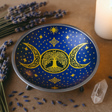 Altar Offering Plate Enameled Purple Triple Moon Three-Legged