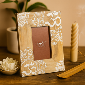 Mango Wood Photo Frame 10x15cm White Mandala
