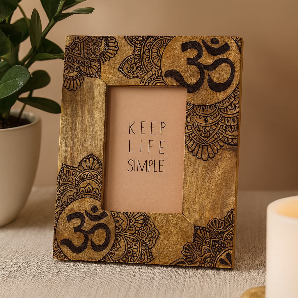 Fotolijst 10x15 cm Zwarte Mandala Mangohout