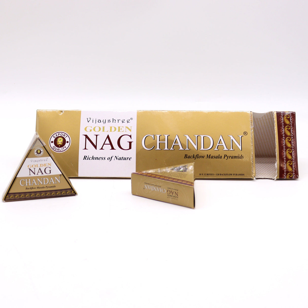 Chandan Backflow Incense Cones - Jumbo Golden Nag 42g - SHAMTAM.COM