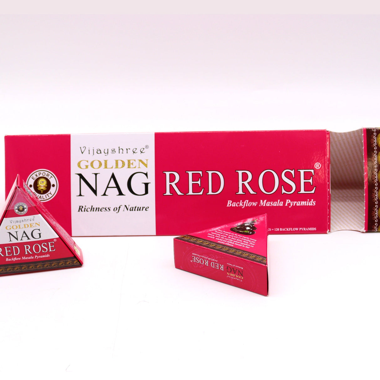 Red Rose Backflow Incense Cones - Jumbo Golden Nag 42g - SHAMTAM.COM