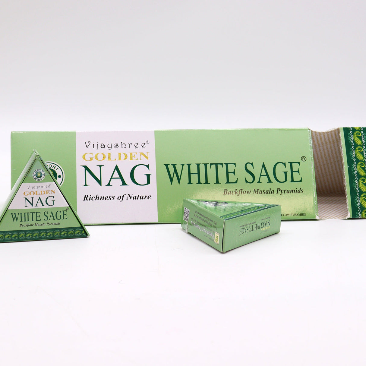 White Sage Backflow Incense Cones - Jumbo Golden Nag 42g - SHAMTAM.COM