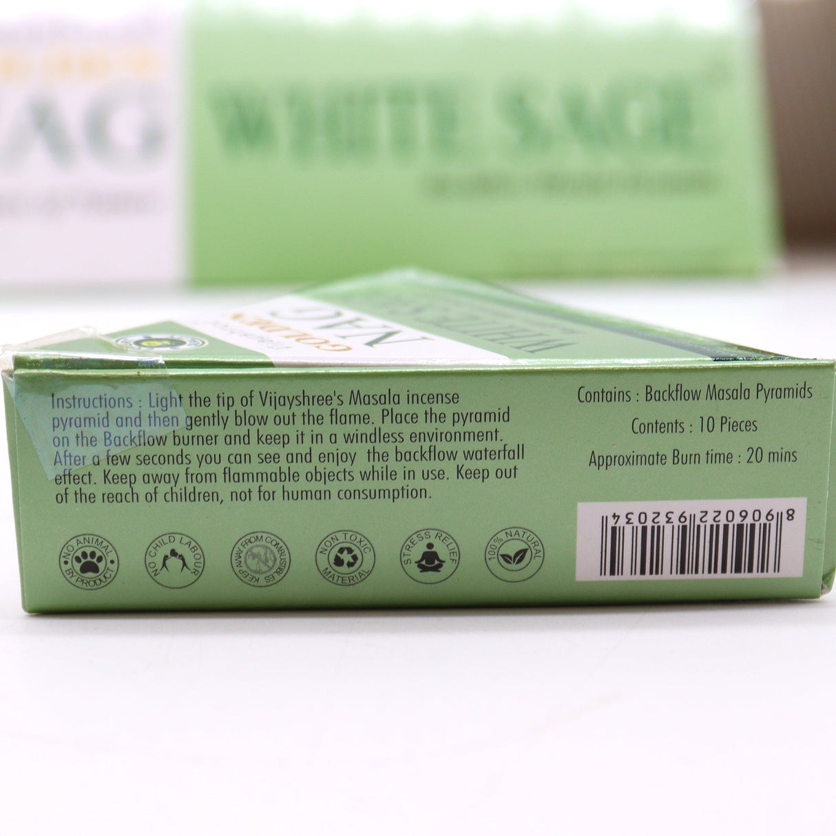 White Sage Backflow Incense Cones - Jumbo Golden Nag 42g - SHAMTAM.COM