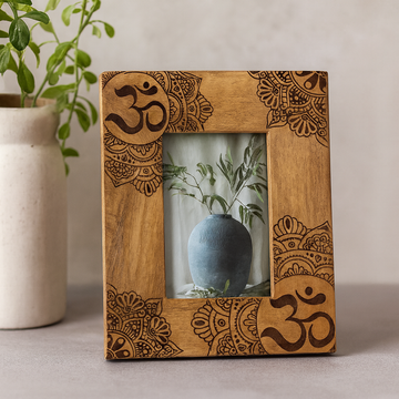 Rama foto lemn de mango Mandala neagră 13x18 cm