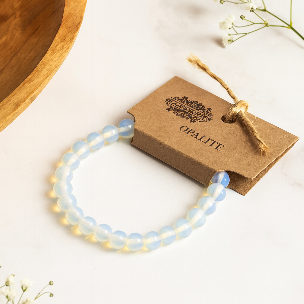 Bransoletka rozciągliwa z koralików Opalite 8mm