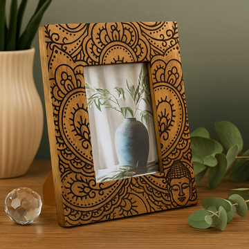 Rama foto 13x18cm lemn de mango Buddha negru