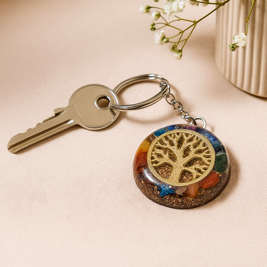 Orgonite-avainketju jalokivi chakra elämänpuu