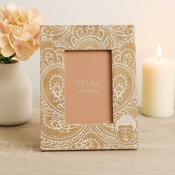 Large Picture Frame Mango Wood 13x18cm White Buddha