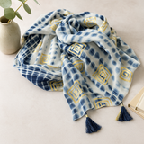 Sarong blå tie dye blokktrykk