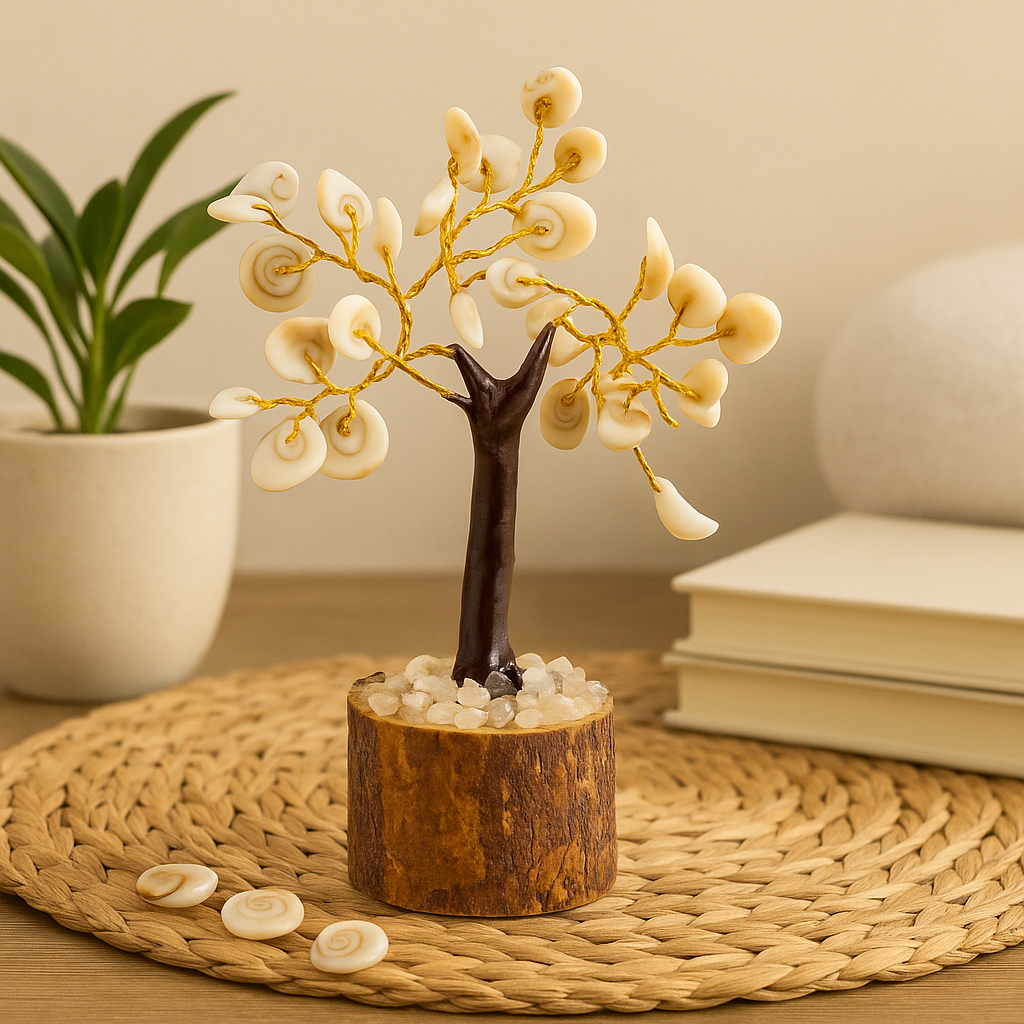 Handgefertigter Gomati-Chakra-Steinbaum mit 45 Heilsteinen für Feng Shui und Meditation