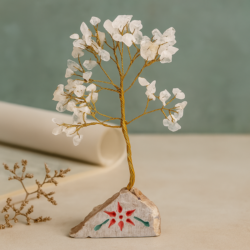 Albero di gemme in cristallo di rocca - 80 gemme