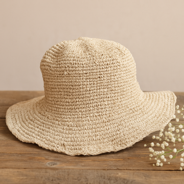 Boho-hattu Käsinneulottu Hamppu ja Puuvilla Luonnollinen