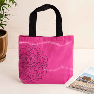 Kötött mintás pamut bevásárlótáska 6oz 38x42x12cm Fekete fogantyúval