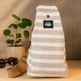 Crossbody-veske naturlig bomull grå og hvit