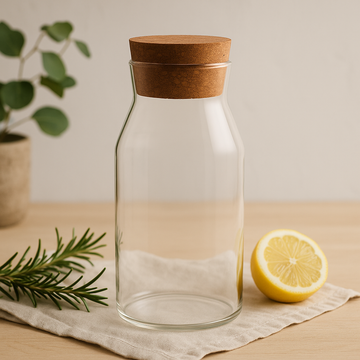 Clear Glass Jar with Cork Lid, 15cm
