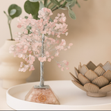 Дерево из розового кварца на основании из оргонита 320 драгоценных камней