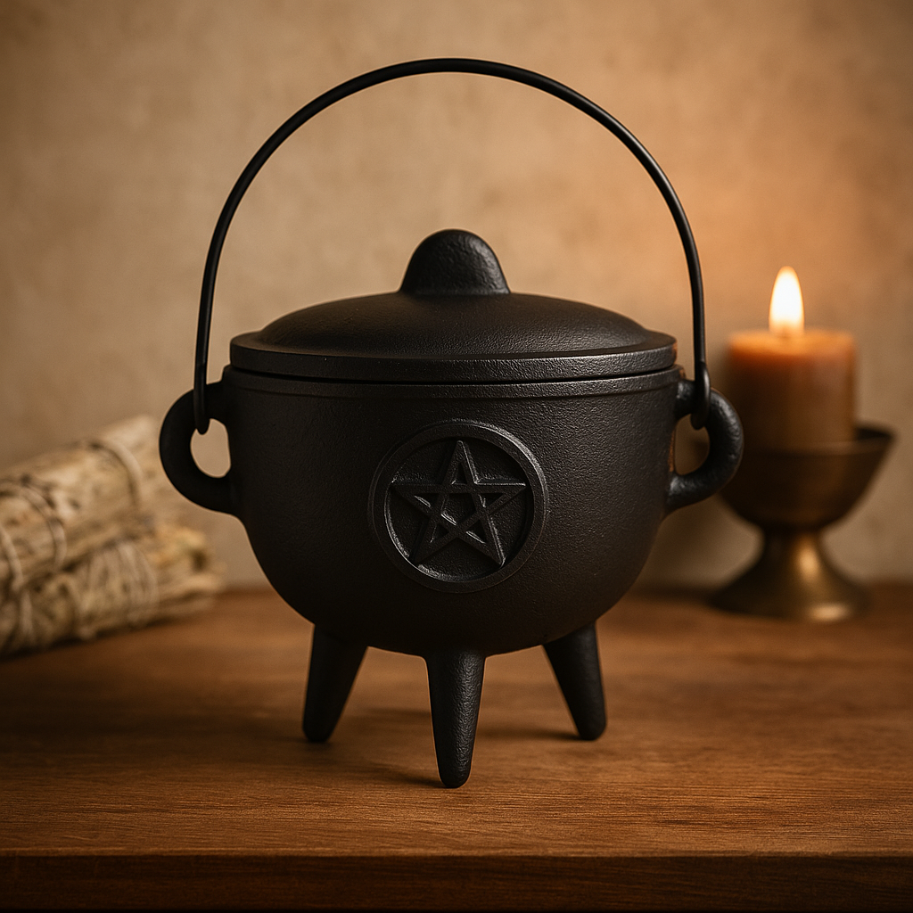 Cast Iron Cauldron Pentagram 15x15cm Extra Large