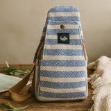 Geantă crossbody din bumbac natural albastru și alb