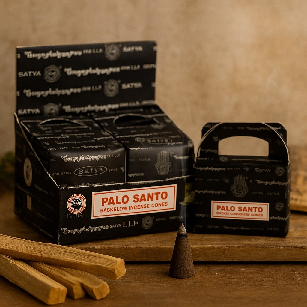 Palo Santo spätný tok vonné kužele 24 balenie Satya