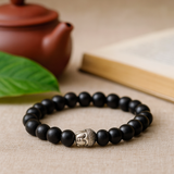 Brățară Buddha din 2 piese și brățară cu mărgele din lemn închis la culoare