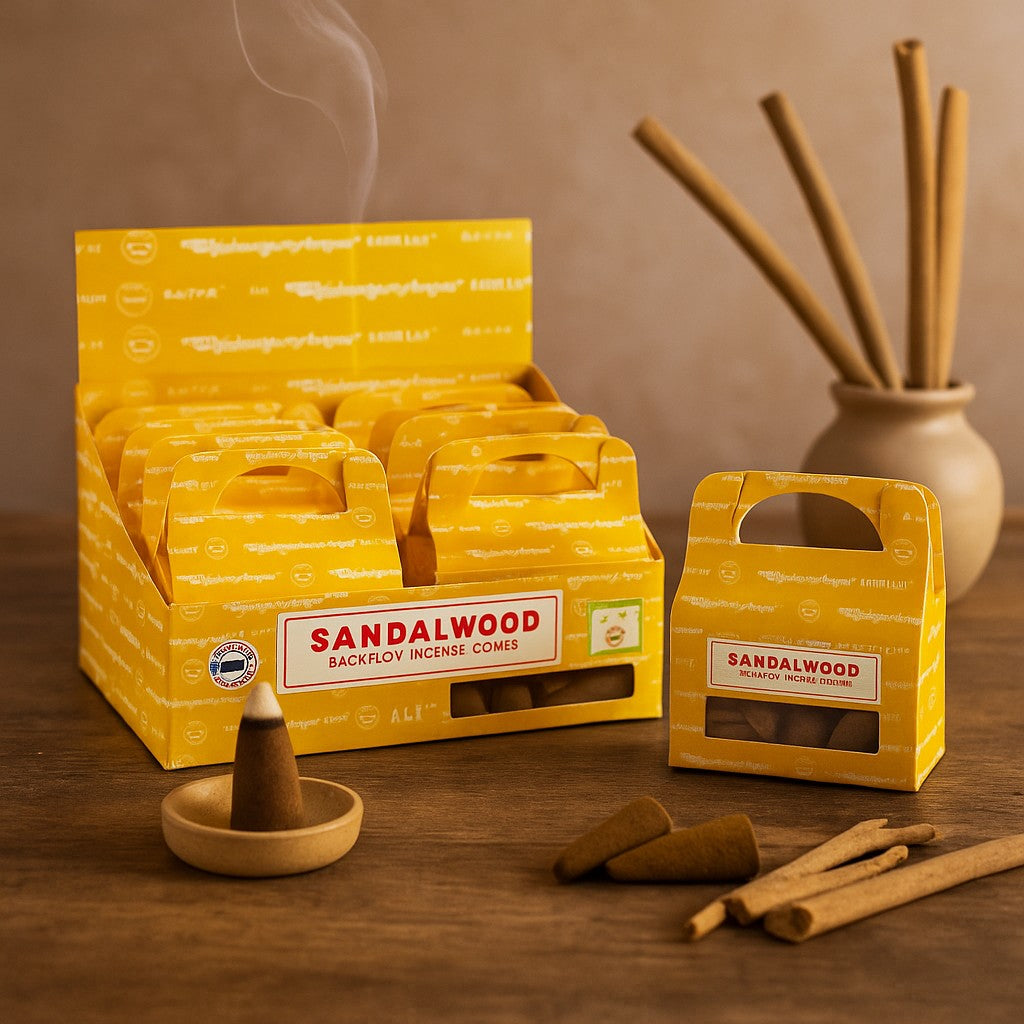 Backflow Incense Cones Sandalwood 24 Cones Satya