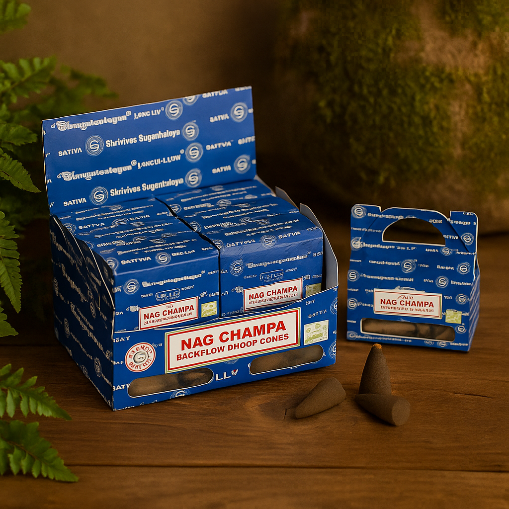 Takaisinvirtaus suitsukekartiot Nag Champa 24 pakkaus Satya