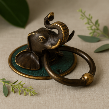 Batente de Porta em Latão Cabeça de Elefante