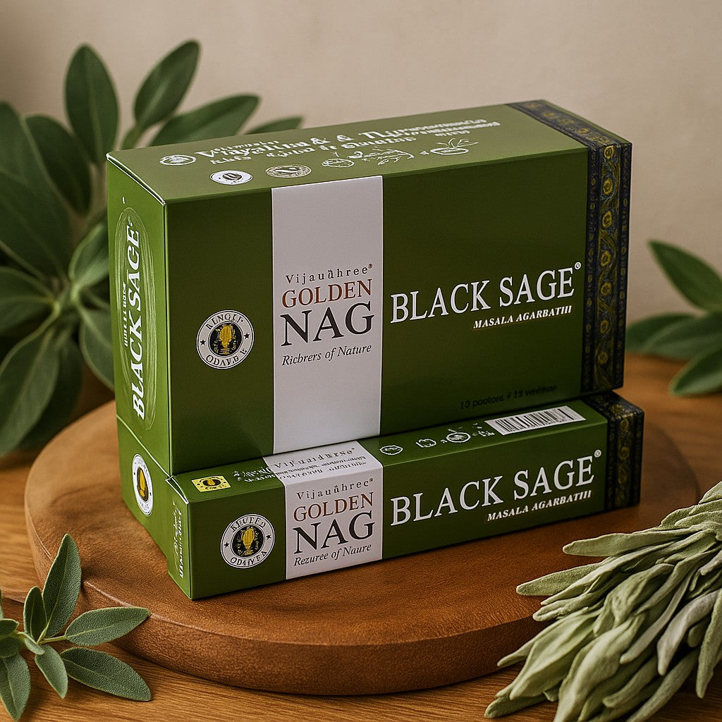Black Sage Incense Golden Nag 15g Vijayshree