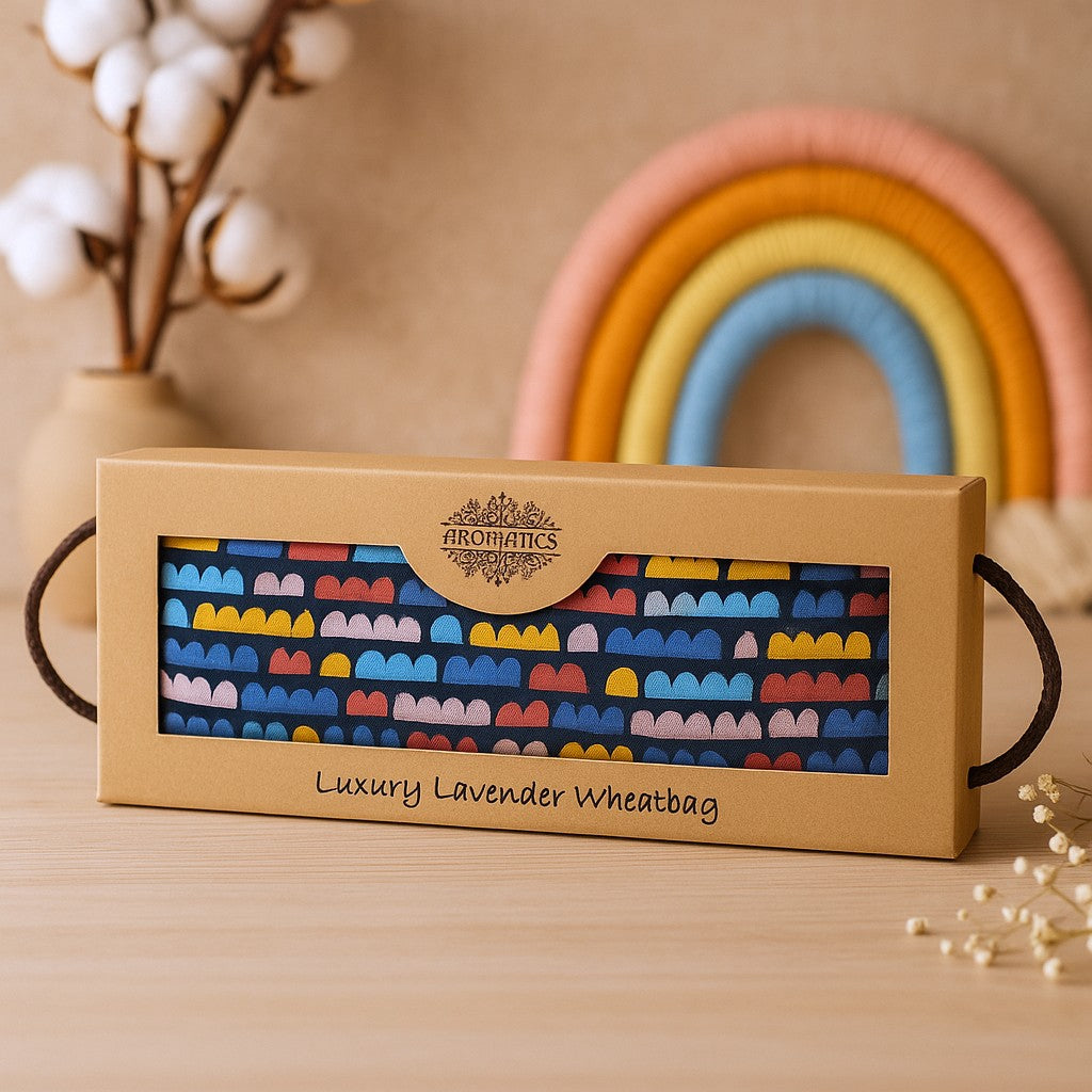 Lavendel Oogkussen in Cadeaudoos - Regenboog Wolken
