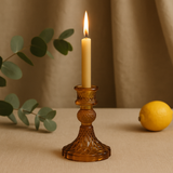 Dinner Candle Holders Antique Amber Set Of 2