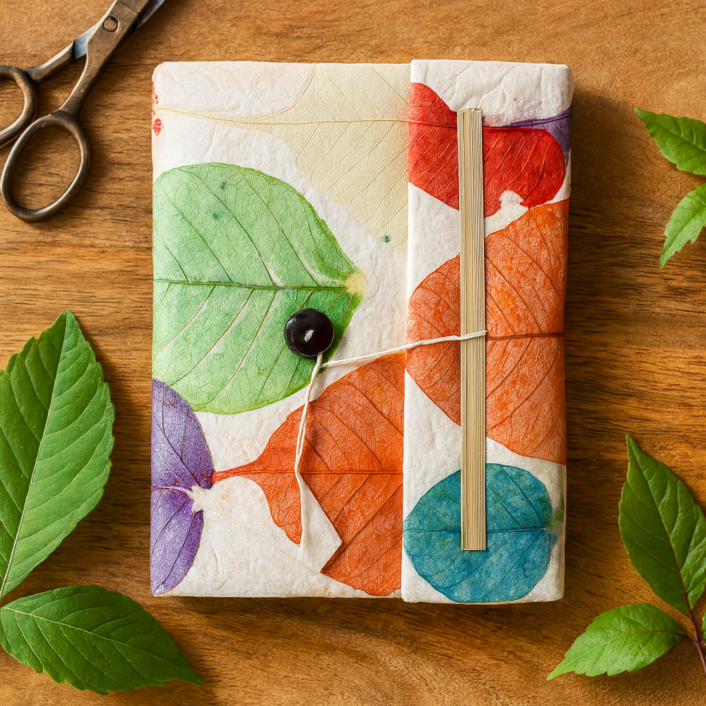 Lokta Paper Notebook, Colorful Leaves, A5, 45 Leaves