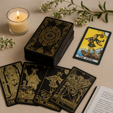 Tarotkort Sæt Guldfolie Bog Gaveæske