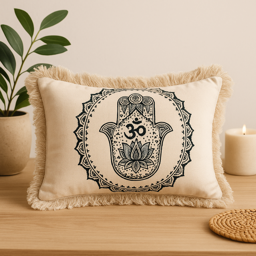 Capa de Almofada Hamsa Mandala 30x50cm Verde