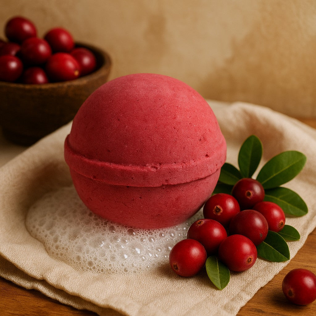 Koupelová bomba s brusinkami 180g s bambuckým máslem
