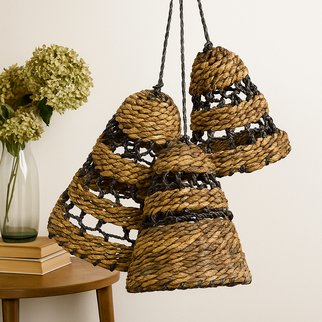 Lampskärmar Bananblad Raffia Set om 3