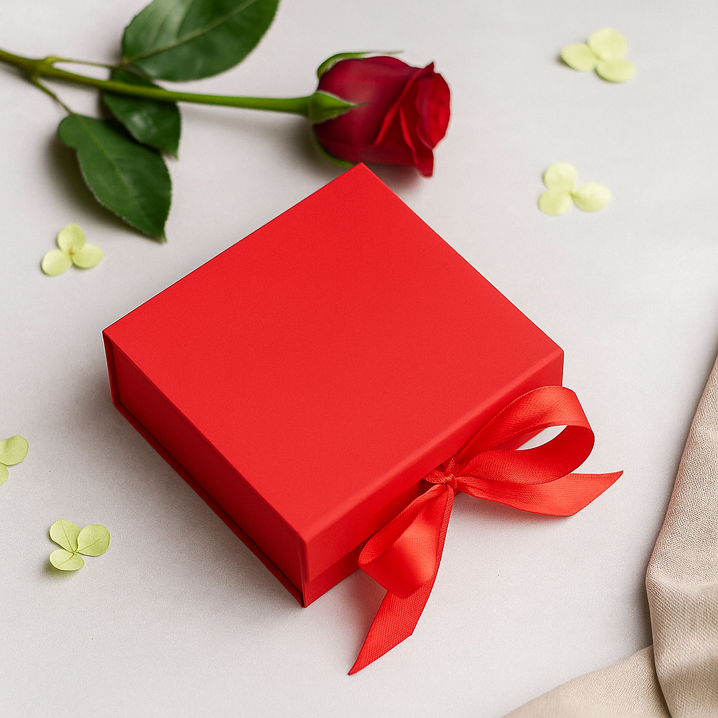 Flache Geschenkbox - Mittelquadratisch (20x18,2x8cm) - Rot