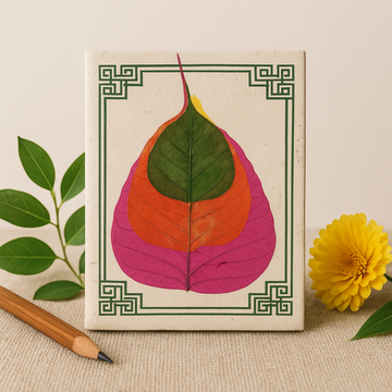 Quaderno in carta Lokta con foglia di Bodhi fatto a mano Nepal 15×12cm
