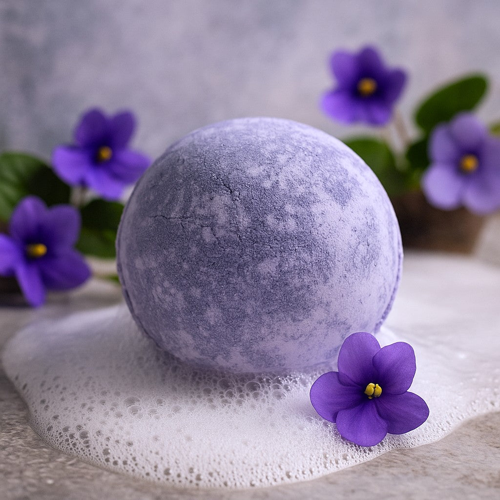Fialová koupelová bomba Yorkshire Fialka Bambucké máslo 180g