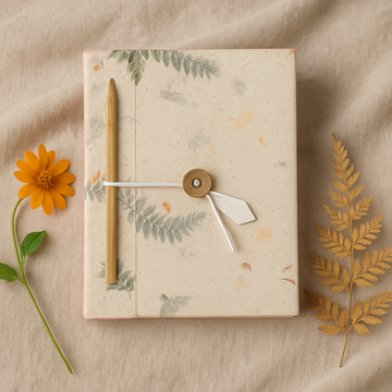 Håndlavet Lokta Pressede Blomster Journal 15x12cm 90 Sider